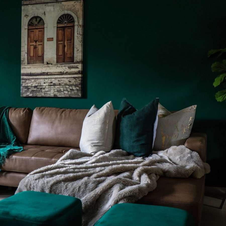 Brown sofa in a living room