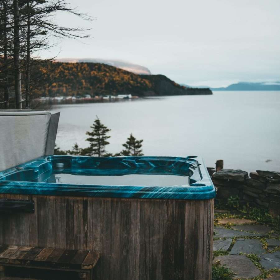  a hot tub placed near a river