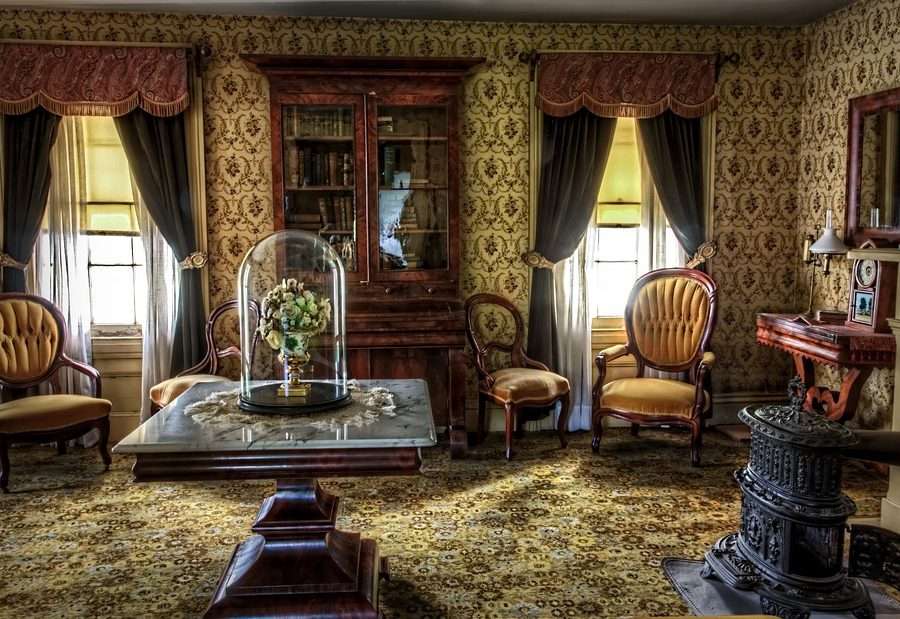 a picture of a Victorian-themed living room