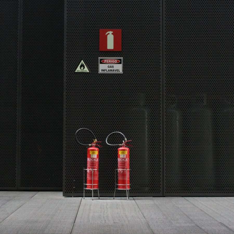 Pair of Red Fire Extinguisher Tanks