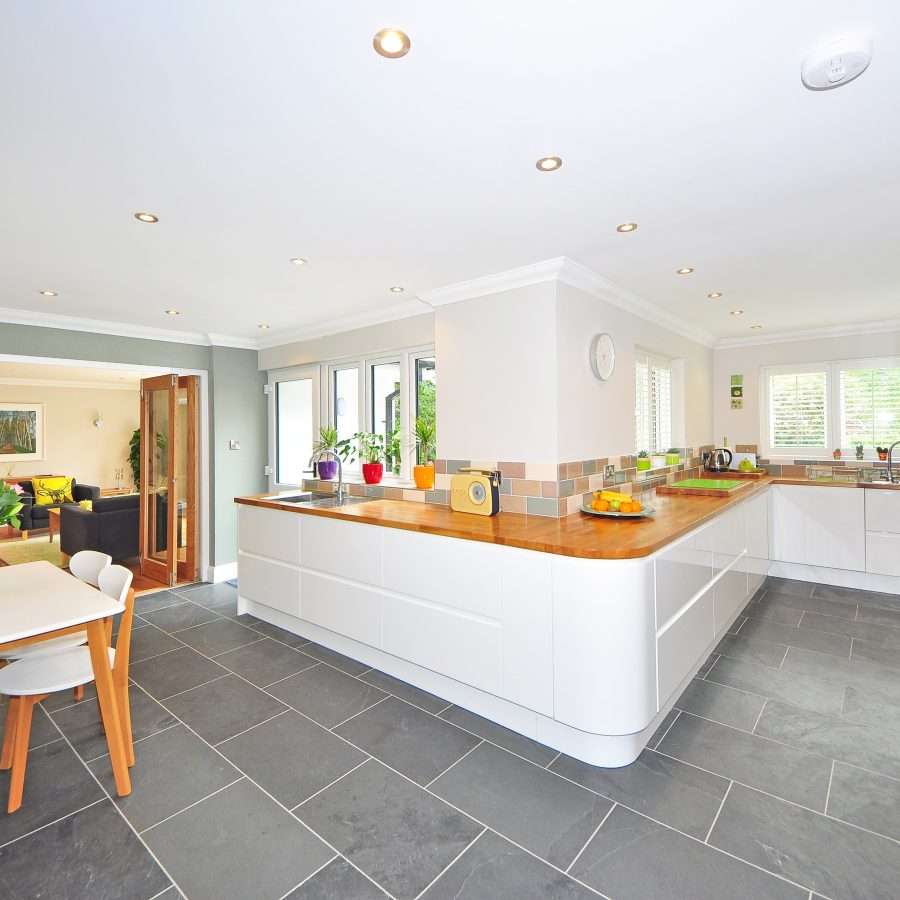 metro tiles inside a wooden kitchen island