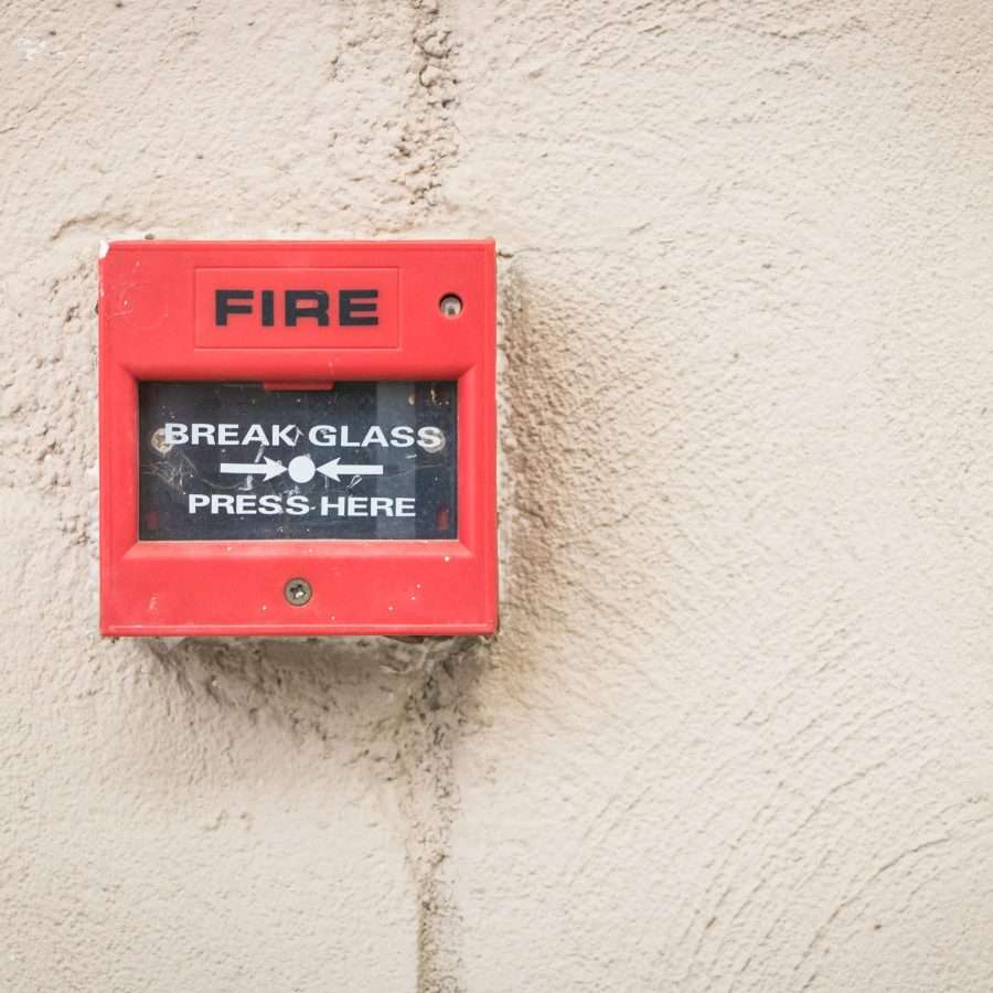 A Red and Black Fire Alarm Control